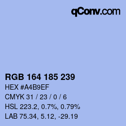 Color code: RGB 164 185 239 | qconv.com