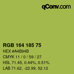 Color code: RGB 164 185 75 | qconv.com