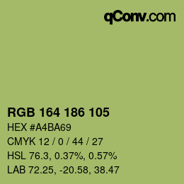 Color code: RGB 164 186 105 | qconv.com