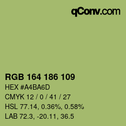 Color code: RGB 164 186 109 | qconv.com