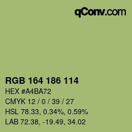 Color code: RGB 164 186 114 | qconv.com