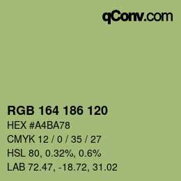 カラーコード: RGB 164 186 120 | qconv.com