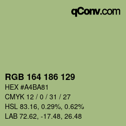 Color code: RGB 164 186 129 | qconv.com