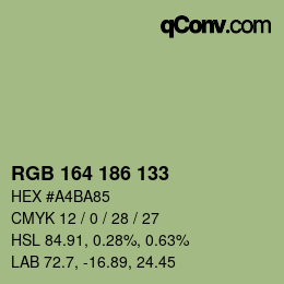 Color code: RGB 164 186 133 | qconv.com