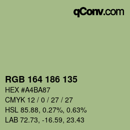 Color code: RGB 164 186 135 | qconv.com