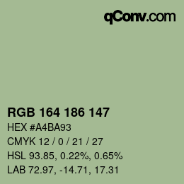 Color code: RGB 164 186 147 | qconv.com