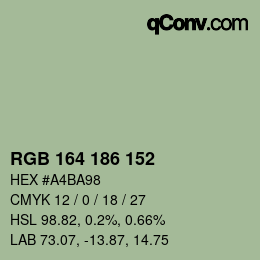 颜色代码: RGB 164 186 152 | qconv.com