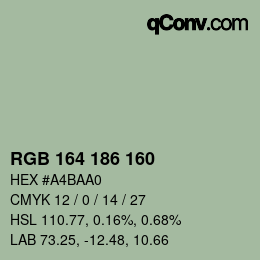 Color code: RGB 164 186 160 | qconv.com