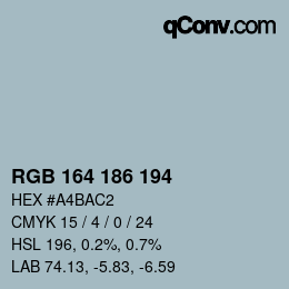 Color code: RGB 164 186 194 | qconv.com