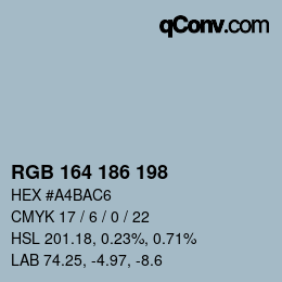 カラーコード: RGB 164 186 198 | qconv.com