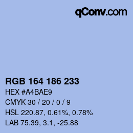 Color code: RGB 164 186 233 | qconv.com