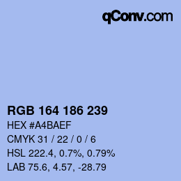 Color code: RGB 164 186 239 | qconv.com