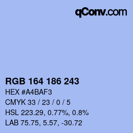 Color code: RGB 164 186 243 | qconv.com
