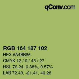 Color code: RGB 164 187 102 | qconv.com