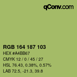 颜色代码: RGB 164 187 103 | qconv.com