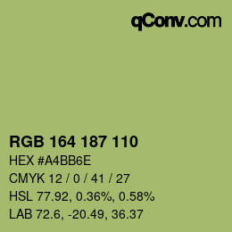 颜色代码: RGB 164 187 110 | qconv.com