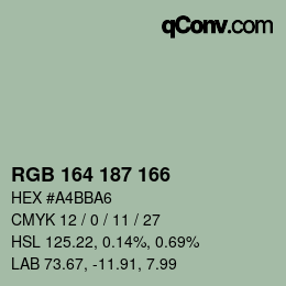 Color code: RGB 164 187 166 | qconv.com