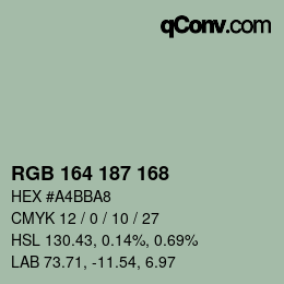 Color code: RGB 164 187 168 | qconv.com