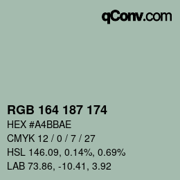 Color code: RGB 164 187 174 | qconv.com