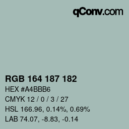 カラーコード: RGB 164 187 182 | qconv.com