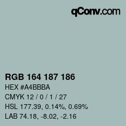 Color code: RGB 164 187 186 | qconv.com