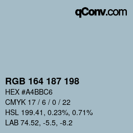 Color code: RGB 164 187 198 | qconv.com