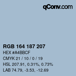 Color code: RGB 164 187 207 | qconv.com