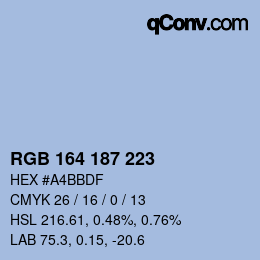 Color code: RGB 164 187 223 | qconv.com