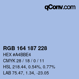 Color code: RGB 164 187 228 | qconv.com