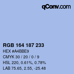 Color code: RGB 164 187 233 | qconv.com
