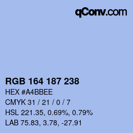 Color code: RGB 164 187 238 | qconv.com