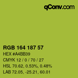 Color code: RGB 164 187 57 | qconv.com