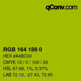 Color code: RGB 164 188 0 | qconv.com