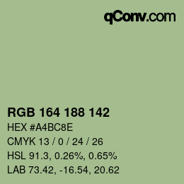 Color code: RGB 164 188 142 | qconv.com