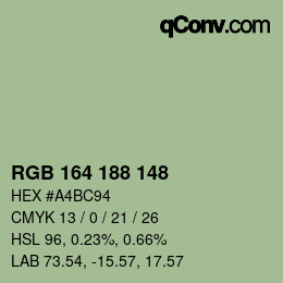 Color code: RGB 164 188 148 | qconv.com