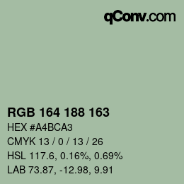 Color code: RGB 164 188 163 | qconv.com