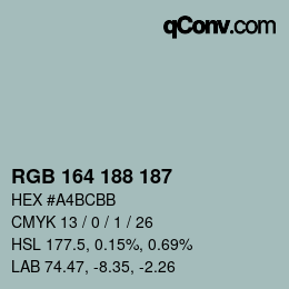 Color code: RGB 164 188 187 | qconv.com