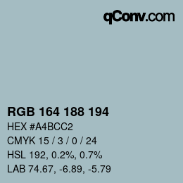 Color code: RGB 164 188 194 | qconv.com