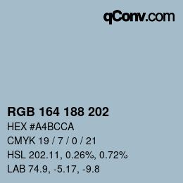 Color code: RGB 164 188 202 | qconv.com