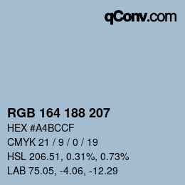 Color code: RGB 164 188 207 | qconv.com
