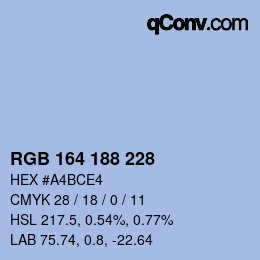 Color code: RGB 164 188 228 | qconv.com