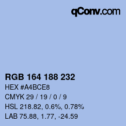 Color code: RGB 164 188 232 | qconv.com