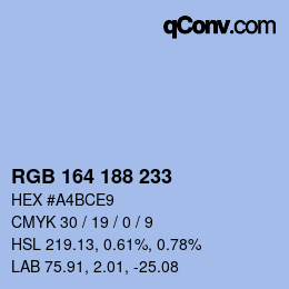 Color code: RGB 164 188 233 | qconv.com