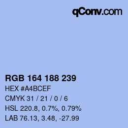 Color code: RGB 164 188 239 | qconv.com