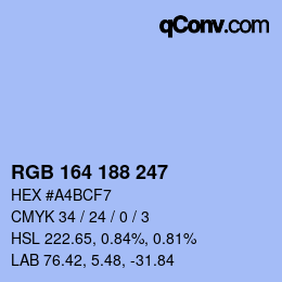 Color code: RGB 164 188 247 | qconv.com