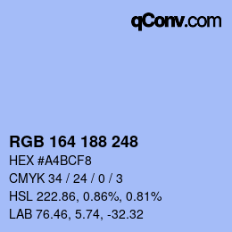 Color code: RGB 164 188 248 | qconv.com