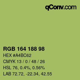Color code: RGB 164 188 98 | qconv.com