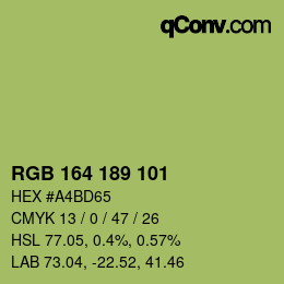 Color code: RGB 164 189 101 | qconv.com