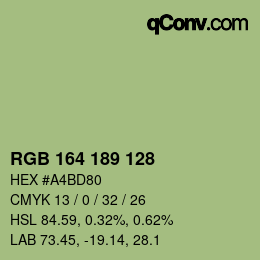Color code: RGB 164 189 128 | qconv.com
