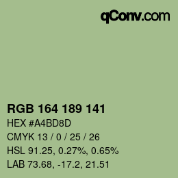 Color code: RGB 164 189 141 | qconv.com